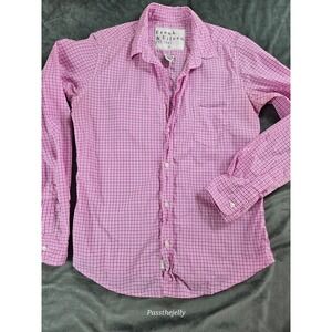 Frank & Eileen Shirt Womens‎ Medium Pink Tee Barry Gingham Check Made in USA